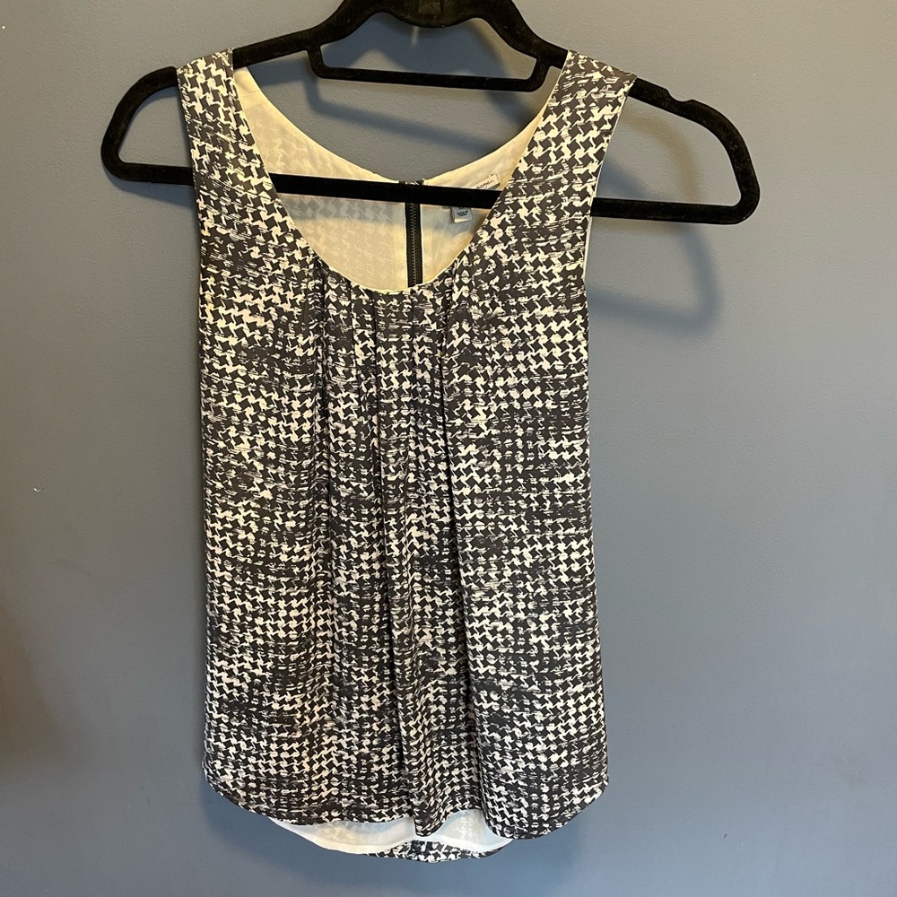 Halogen silk tank blouse - gray and cream - small